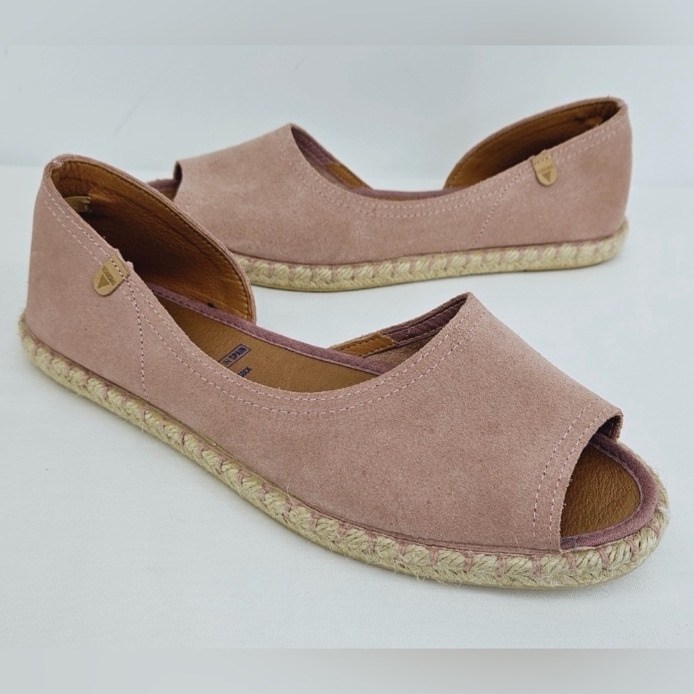 Verbenas Cruz Open Toe Suede Espadrille in Antique Pink Size 41